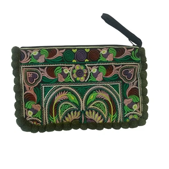 Sabai Jai - Embroidered Clutch Purse with Wristlet - Large Boho - Picture 4 of 5